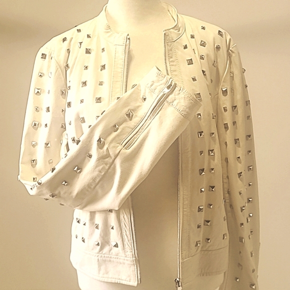 Bebe studded Leather off white jacket Motto - Picture 6 of 14